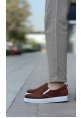 BA0339 Bağcıksız Kadife Kahverengi Beyaz Taban Günlük Erkek Ayakkabı