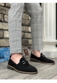 BA0009 Süet Püsküllü Corcik Siyah Çengel Tokalı Klasik Erkek Ayakkabısı
