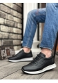 BA0325 İçi Dışı Hakiki Deri Gizli Bağcık Rahat Taban Siyah Sneakers Casual Erkek Ayakkabı